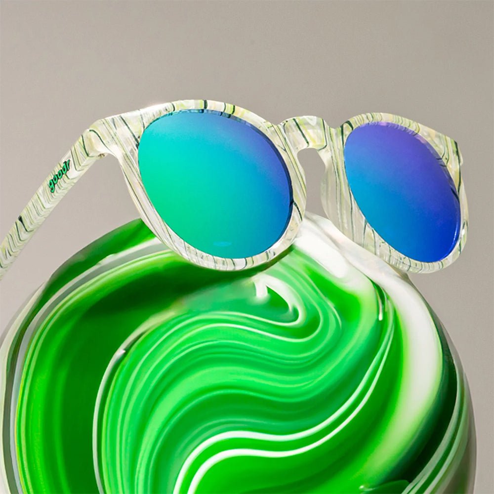 Óculos de Sol Perfomance Polarizado Redondo Armação Transparente com Verde - Marble Arts Master