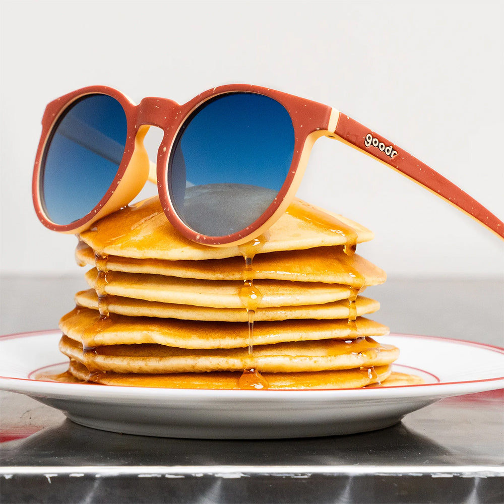 Óculos de Sol Redondo Marrom Lente Azul Polarizada Não Desliza - Pancake Sticky Icky