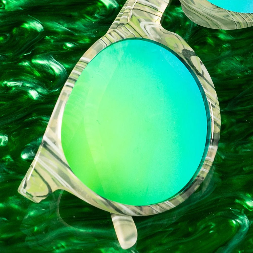 Óculos de Sol Perfomance Polarizado Redondo Armação Transparente com Verde - Marble Arts Master