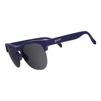 Óculos de sol Goodr Full Sail Frenzy com armação azul marinho e lentes polarizadas espelhadas cinza.