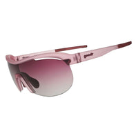 Óculos de sol Goodr Brasil rosa com lente espelhada degradê, design esportivo leve e ergonômico para corrida.