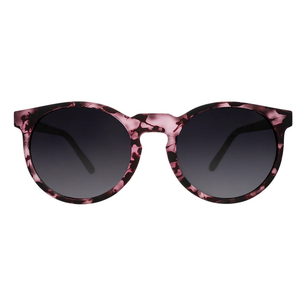 Óculos de Sol Polarizado Redondo Rosa Estampado Lente Preta Proteção UV400 - Fluent In Silence