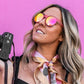 Óculos de Sol Polarizado Redondo Rosa Claro Lente Espelhada - Influencers Pay Double