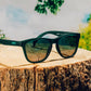 Óculos de Sol Polarizado Quadrado com Armação e Lente Verde Escuro  - 90s Sedan Style Icon