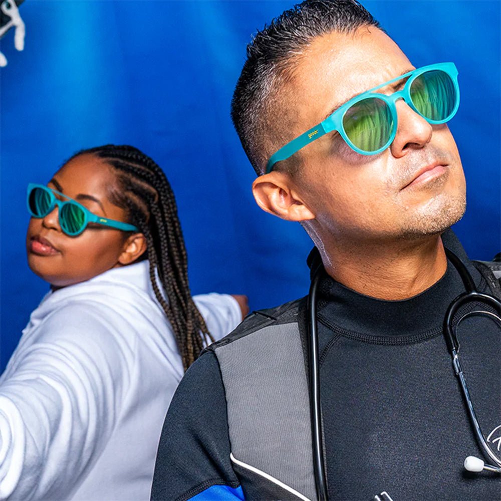 Óculos de Sol Redondo Azul com Lente Espelhada Polarizada Proteção UV400 - Dr. Ray, Sting