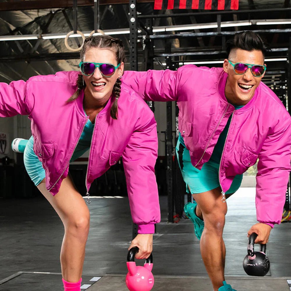 Óculos de Sol Aviador Verde e Rosa com Lente Espelhada - Kitty Hawkers Ray Blockers
