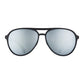 Óculos de sol Goodr Brasil aviador preto com lentes cinza espelhadas polarizadas e design esportivo leve.