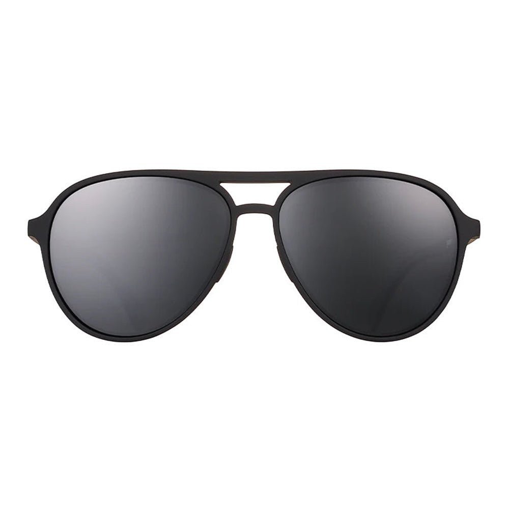 Óculos de sol Goodr Brasil modelo aviador preto com lentes polarizadas e proteção UV400, design esportivo e leve.