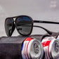 Óculos de sol Goodr Brasil modelo aviador preto com lentes polarizadas, design esportivo leve e moderno.