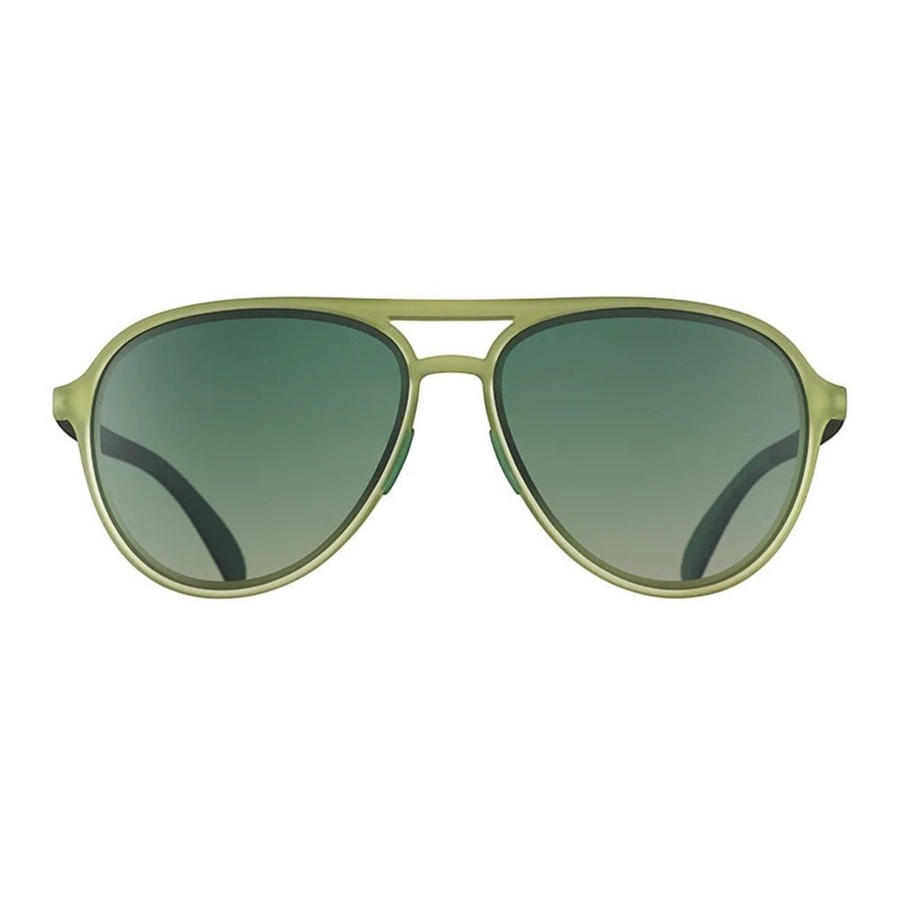 Óculos de sol aviador Goodr Brasil Buzzed on the Tower na cor verde com lentes polarizadas e proteção UV400.