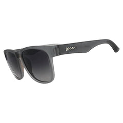 Óculos de sol Goodr Brasil Always the Main Event com armação cinza e lentes polarizadas, design esportivo BFG grande.