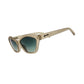 Óculos de sol Goodr Brasil modelo Dulce De Leche Luxe com armação cinza translúcida e lentes degradê verde-escuro.