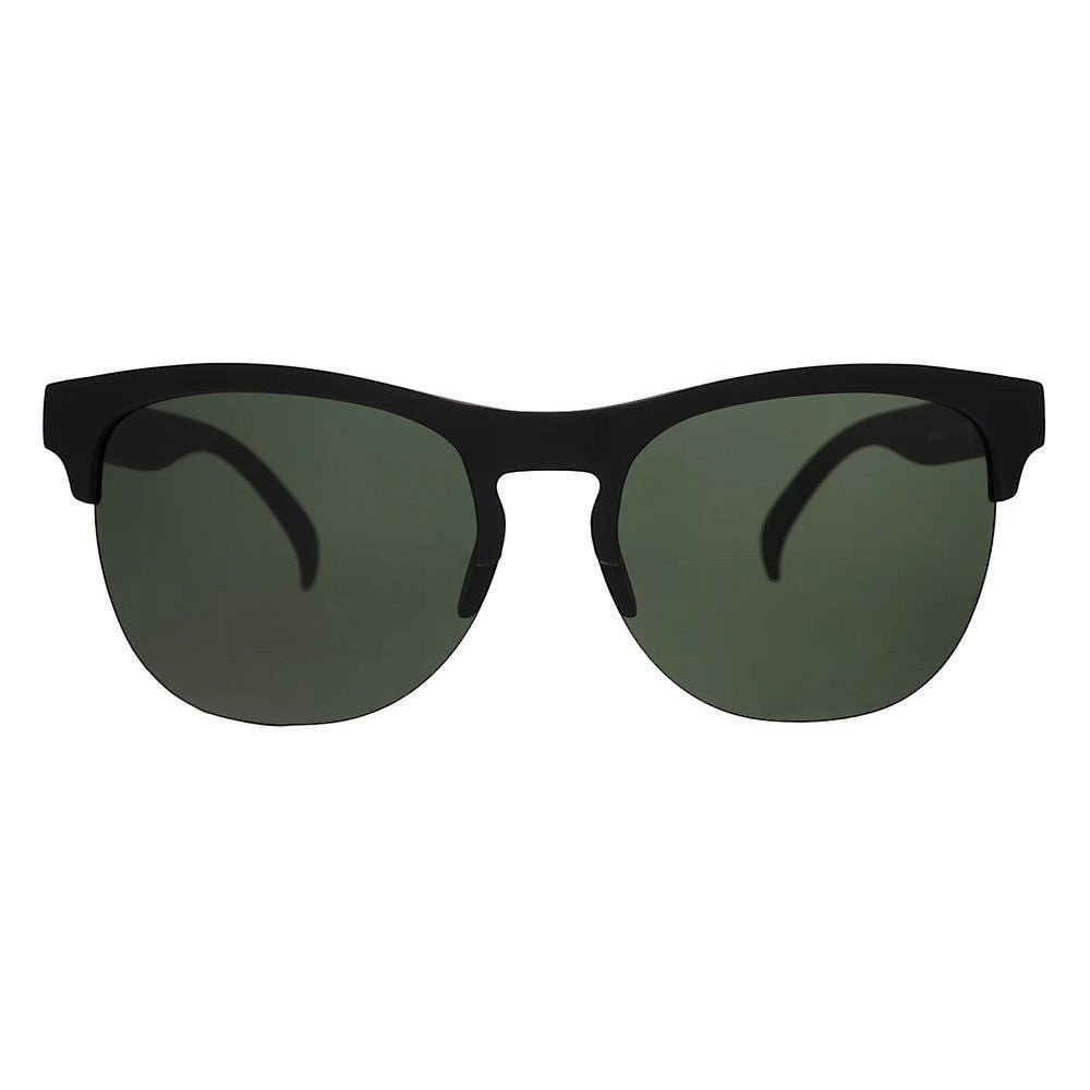 Óculos de sol esportivos unissex Goodr Brasil com armação preta fosca e lentes escuras para alta performance.