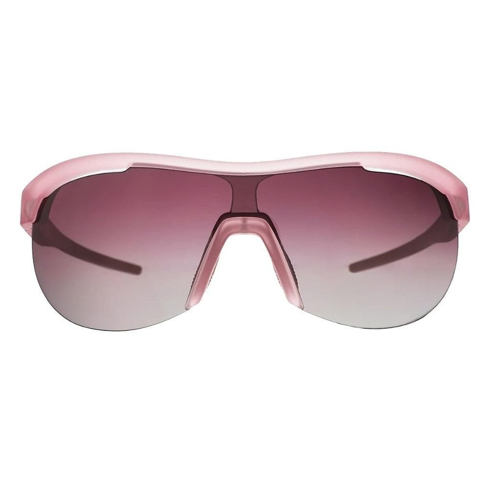 Óculos de sol Goodr Brasil rosa com lente espelhada degradê, design esportivo leve e sem armação inferior.