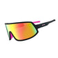 Óculos de sol Goodr Brasil I Do My Own Stunts com armação preta e lente única espelhada rosa estilo esportivo WRAP G.