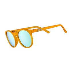 Óculos de sol Goodr Brasil redondo com armação laranja translúcida e lentes azuis espelhadas polarizadas UV400
