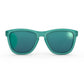 Óculos de sol Goodr Brasil Midnight Orgy com armação e lentes espelhadas verdes, design polarizado para corrida.