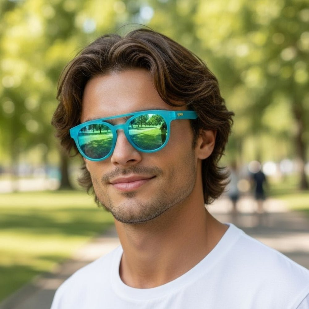 Óculos de Sol Redondo Azul com Lente Espelhada Polarizada Proteção UV400 - Dr. Ray, Sting