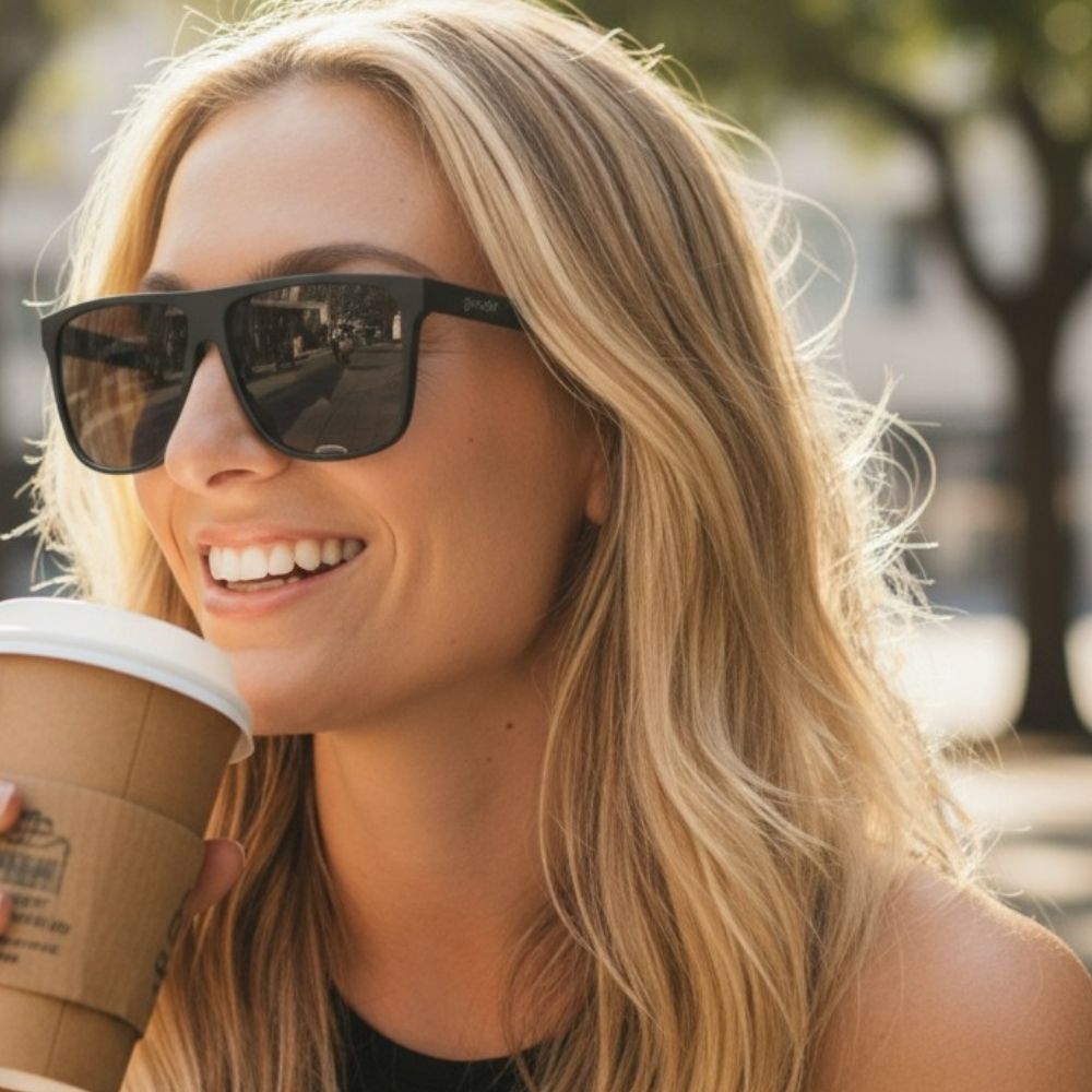 Óculos de Sol Polarizado Quadrado Grande com Armação Preto e Lente Preta  -  Fashion Week Dropout