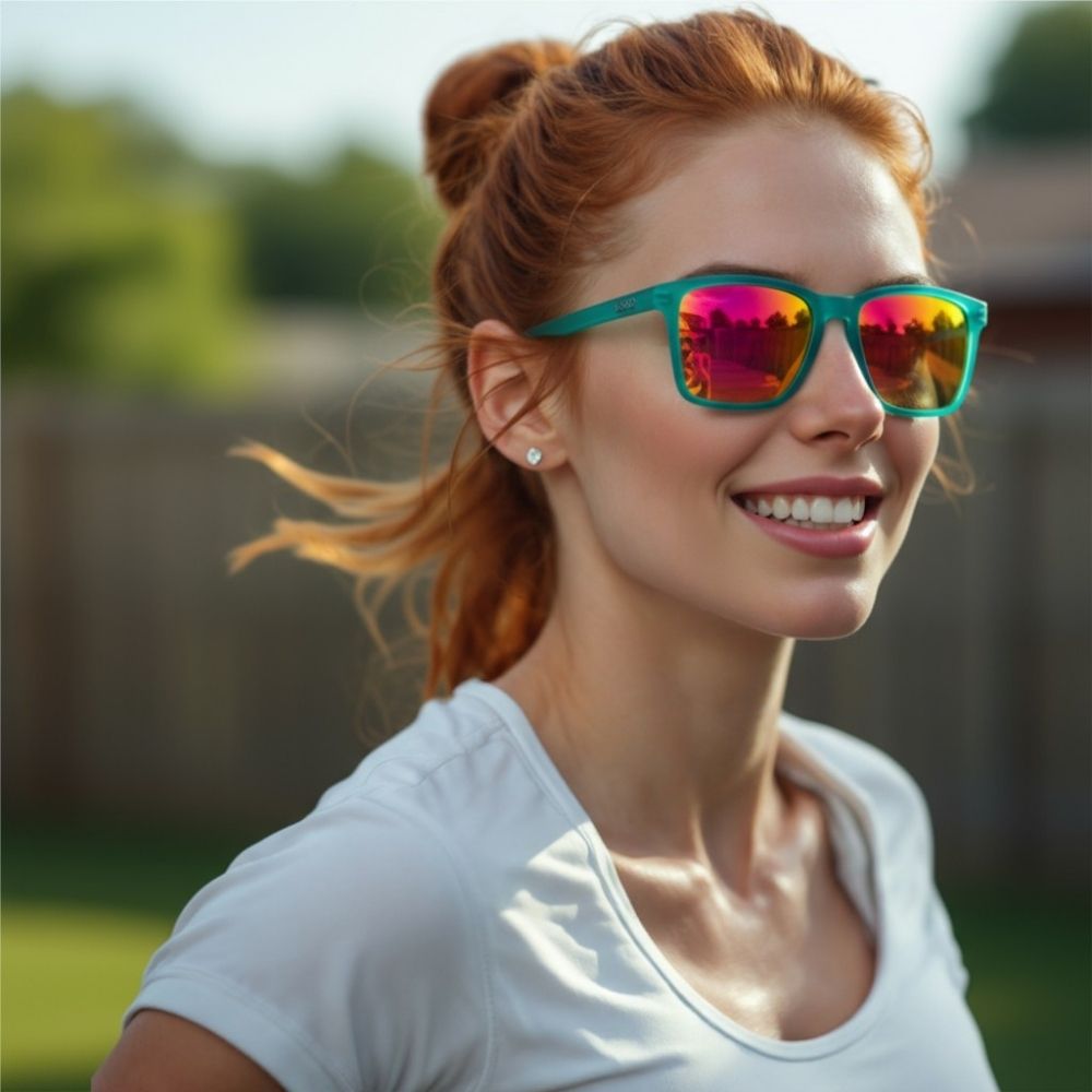 Óculos de Sol Verde com Lente Rosa Espelhada Proteção UV400 - Short With Benefits