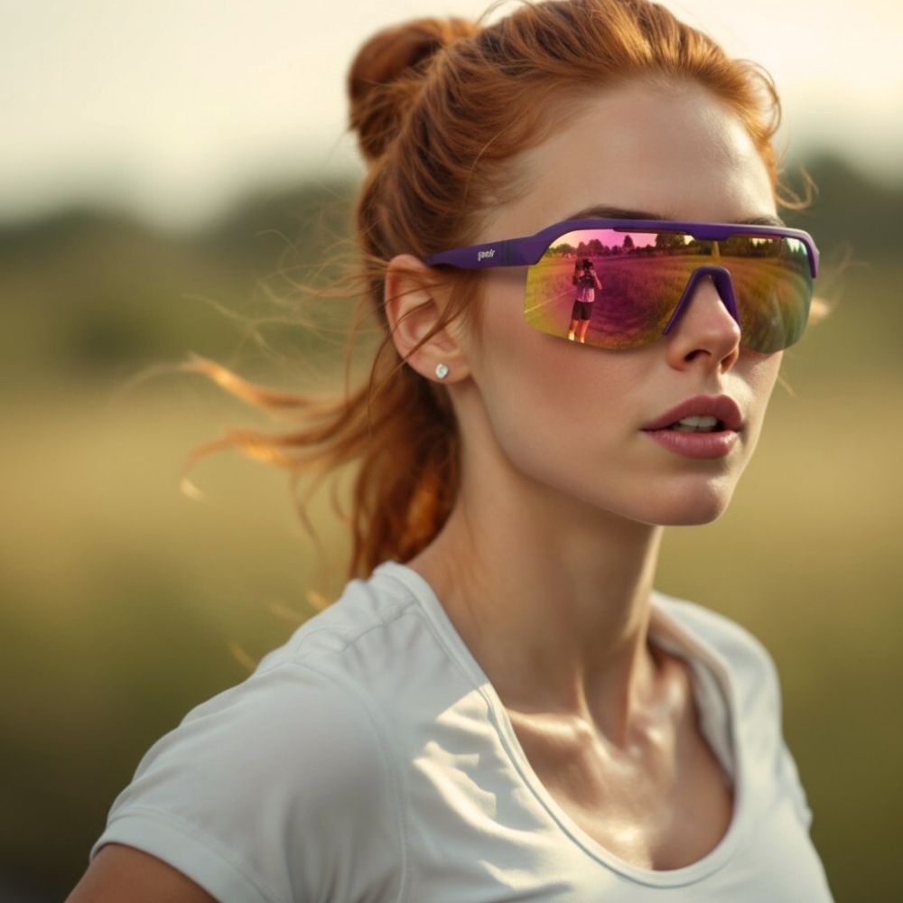 Óculos de Sol de Corrida Lente Única Roxo Polarizado Espelhado - Tentacle Tag Champion