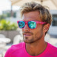 Óculos de Sol Polarizado Rosa com Lente Azul Proteção UV400 - Do You Even Pistol, Flamingo?