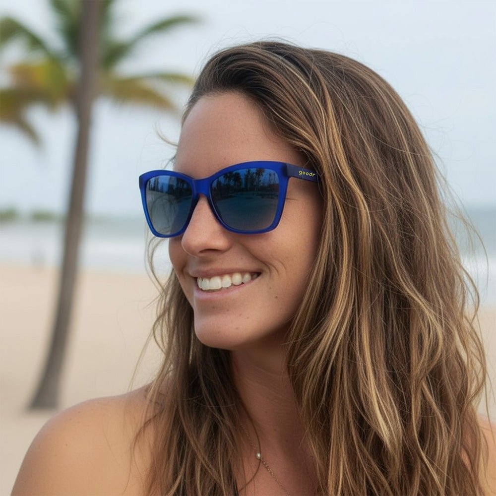 Óculos de Sol Quadrado Azul Polarizado com Proteção UV400 - Pop Art Prodigy