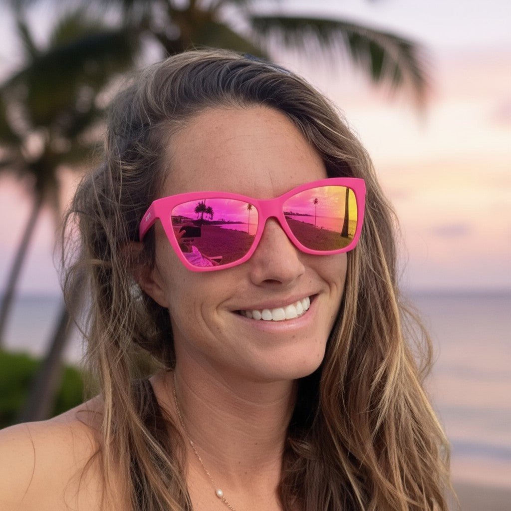 Óculos de Sol Rosa Polarizado Espelhado com Proteção UV400 - Approaching Cult Status