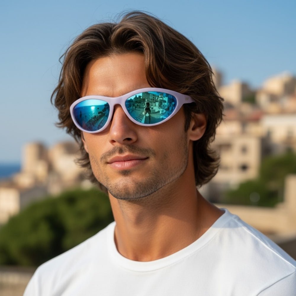 Óculos de Sol Performance Redondo Lente Azul Polarizada Espelhada - In My Periwinkle Prime