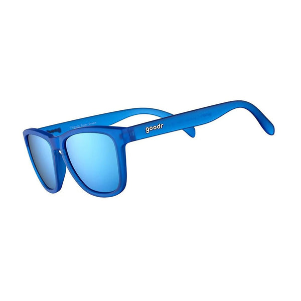 Óculos de sol azul unissex com armação quadrada e lente azul espelhada, polarizada com proteção UV400.